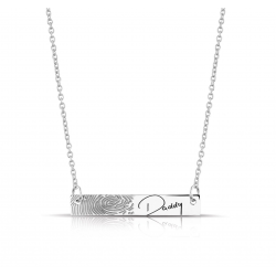 ZILVEREN HORIZONTALE 'BAR' MET VINGERAFDRUK EN NAAM - 33276