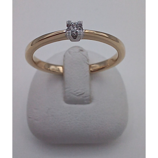 14 KARAAT BICOLOR GOUDEN RING  MET 1 X 0.05 CRT. BRILJANT VS/TW - 34146