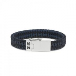 SILK JEWELLERY ARMBAND LEER/ZILVER - 35703