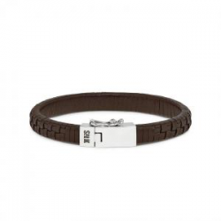 SILK JEWELLERY  ARMBAND ZILVER/LEER - 37858