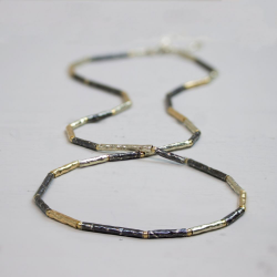 JEH COLLECTION  ZILVER/OXY/ZIL.VERGULD COLLIER 70CM - 35892