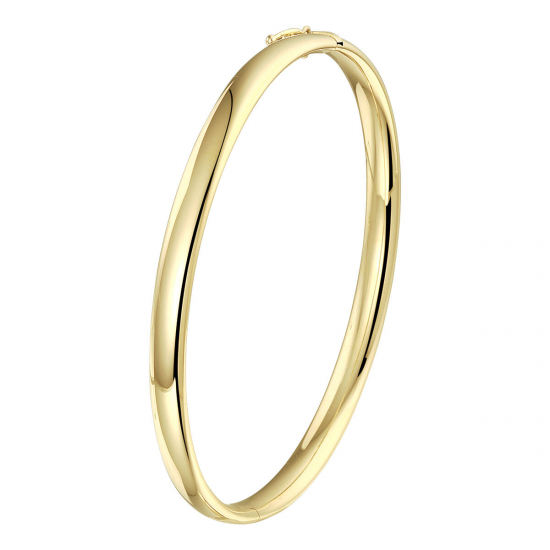 14 KARAAT GEELGOUDEN OVALE BANGLE, 5 MM MET SCHANIER - 36549