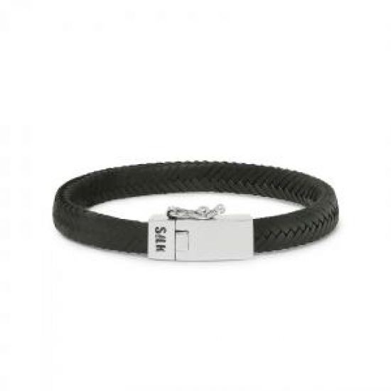 SILK ARMBAND LEER/ZILVER - 36720