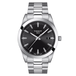 TISSOT  1853 GENTELMAN QUARTZ STAAL MET ZWARTE WIJZERPLAAT - 37115