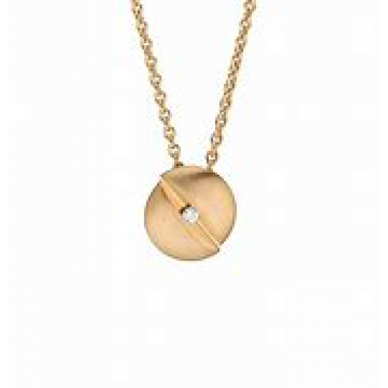 SCHAFFRATH 18 KARAAT GEELGOUDEN HANGER  MET 0.01 CARAAT BRILJANT G/VS - 38479