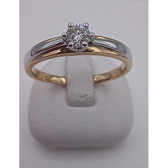 14 KARAAT BICOLOR GOUDEN SOLITAIR RING MET BRILJANT 0.20 CRT. VS/TW - 38631