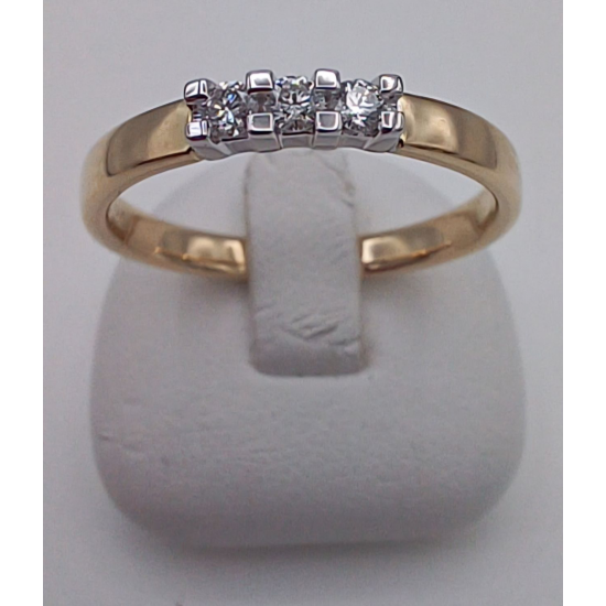14 KARAAT BICOLOR GOUDEN RIJRING MET 3 X 0.05 CRT, VS/TW. - 38637