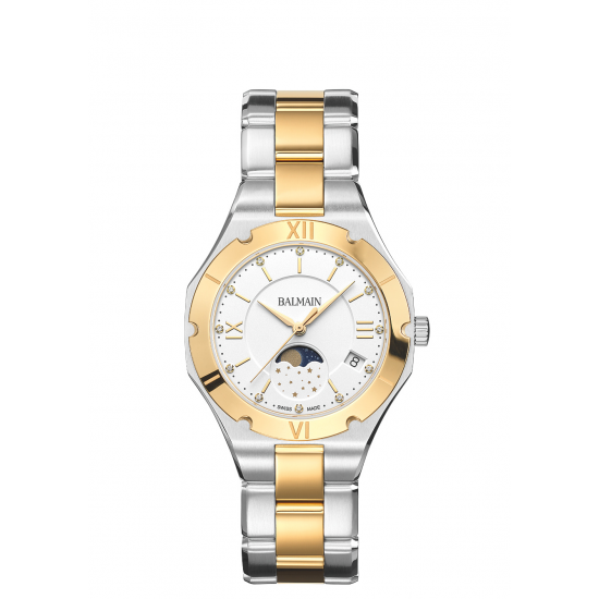 BALMAIN DAMES  BICOLOR HORLOGE MET MAANSTAND EN DIAMANT - 39655