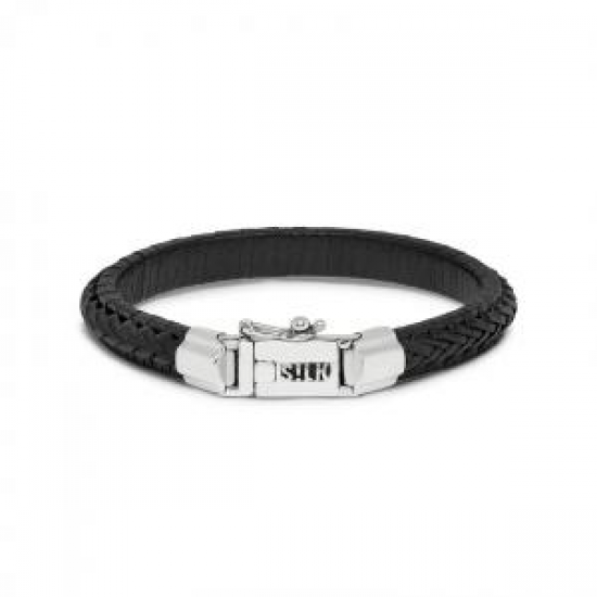 SILK JEWELLERY ARMBAND LEER/ ZILVER, - 39693