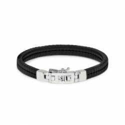 SILK JEWELLERY  ZILVER/LEREN ARMBAND - 39694