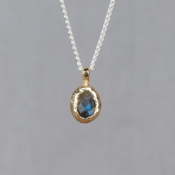 JEH COLLIER ZILVER MET LABRADORIET HANGER - 39762