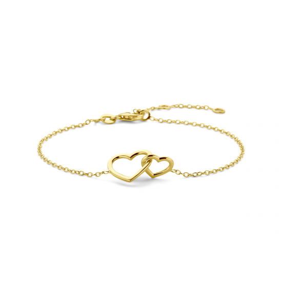 14 karaat geelgouden fantasie armband met hartje - 39863