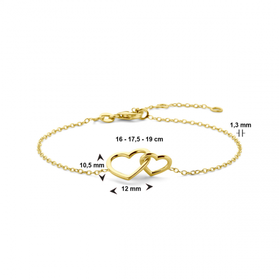 14 karaat geelgouden fantasie armband met hartje - 39863