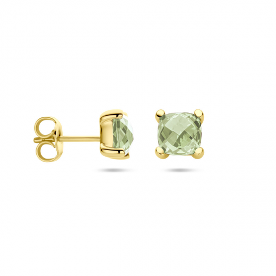14 karaat geelgouden oorsieraden met groene amathist - 39870