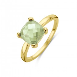 14 karaat geelgouden ring  met groene amathist - 39872