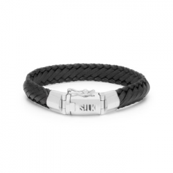 SILK ARMBAND LEER/ZILVER - 40030