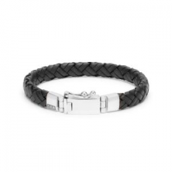 SILK ARMBAND LEER/ZILVER - 40031