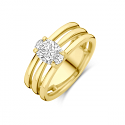 14k Geelgouden ring uitgevoerd met lab grown diamant. De steen heeft een afmeting van 8.5x6mm. Het diamantgewicht is 1.00ct ovaal geslepen. - 41187