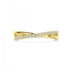 14k Geelgouden ring uitgevoerd met lab grown diamant. De ring heeft een breedte van 4mm. Het totale diamantgewicht is 0.15ct. - 41188