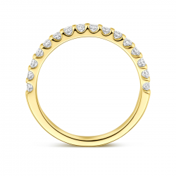 14k Geelgouden ring uitgevoerd met lab grown 16 diamanten. De ring heeft een breedte van 2.5mm. Het totale diamantgewicht is 0.51ct. - 41189