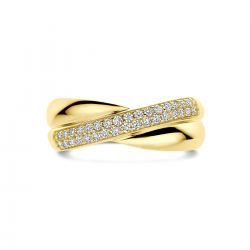 14k Geelgouden ring uitgevoerd met lab grown 33 diamanten. De ring heeft een breedte van 7.5mm. Het totale diamantgewicht is 0.30ct. - 41190