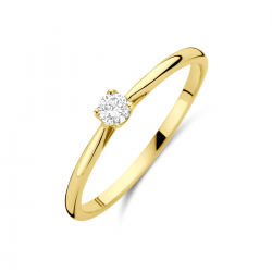 14k Geelgouden ring uitgevoerd met lab grown diamant. De ring heeft een breedte van 3.0mm. Het diamantgewicht is 0.10ct. - 41191