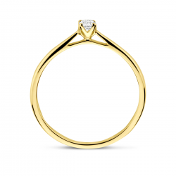 14k Geelgouden ring uitgevoerd met lab grown diamant. De ring heeft een breedte van 3.0mm. Het diamantgewicht is 0.10ct. - 41191