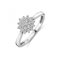 14k Witgouden ring uitgevoerd met lab grown 19 diamanten. De ring heeft een breedte van 9mm. Het totale diamantgewicht is 0.33ct. - 41192