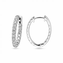 14k Witgouden klapoorringen uitgevoerd met lab grown 34 diamanten. De klapoorringen hebben een diameter van 20mm. Het totale diamantgewicht is 0.96ct. - 41195