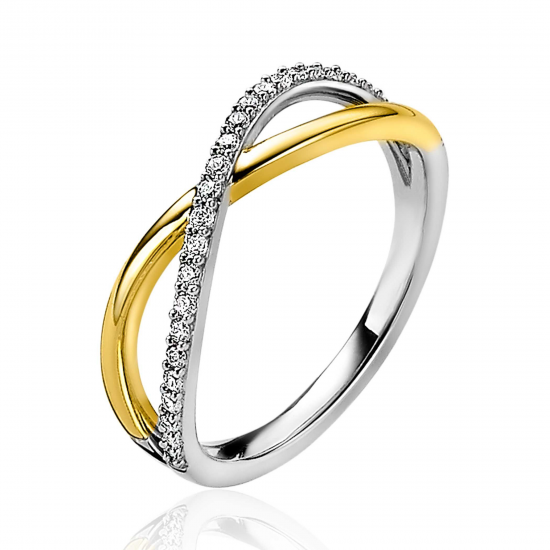 ZINZI GOLD PLATED ZILVEREN RING - 41421