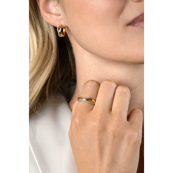 ZINZI GOLD PLATED ZILVEREN RING - 41426