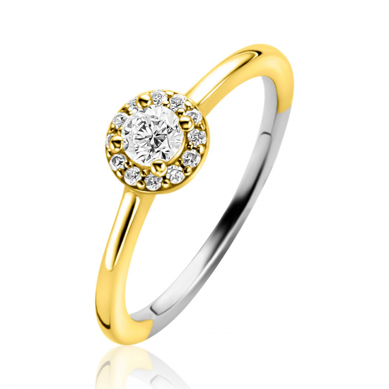 ZINZI GOLD PLATED ZILVEREN RING - 41427