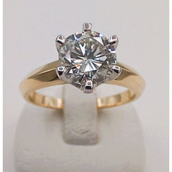 14 karaat bicolor gouden solitair ring met briljant 1.38 crt. G/vs - 41526
