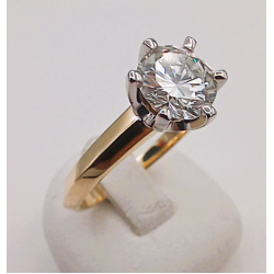 14 karaat bicolor gouden solitair ring met briljant 1.38 crt. G/vs - 41526