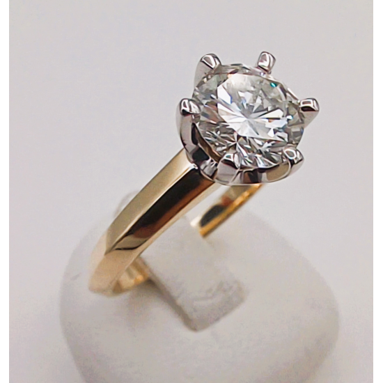 14 karaat bicolor gouden solitair ring met briljant 1.38 crt. G/vs - 41526