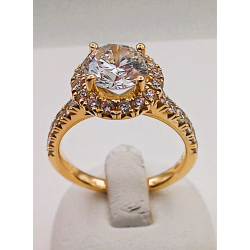18 karaat geel gouden solitair fantasie ring met briljant 1.13 crt. G/vs en 28/0.60 G/si - 41527