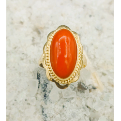 585 GOUDEN DAMESRING BLOEDKORAAL - 41549