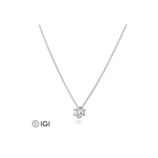 14 KARAAT GOUDEN SOLITAIR HANGER INCL.COLLIER 42 CM MET BRILJANT - 41782