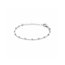 armband bolletjes roze emaille 13 + 3 cm - 41938